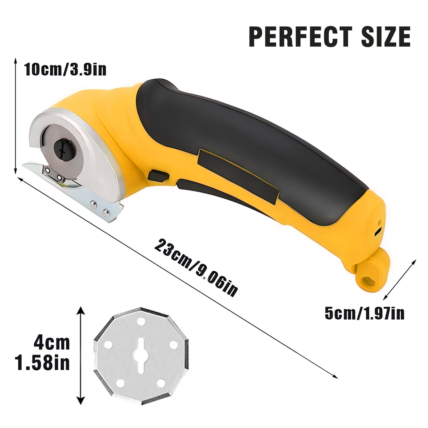 Cordless Electric Scissors, Cardboard Cutter, Rechargeable Powerful 4V Scissor Cutting Tool for Cardboard, Fabric, Leather, Yellow