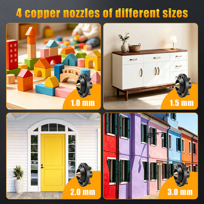 Baokaler Paint Sprayer, 1000W HVLP Electric Spray Gun with 1400ml Container, 4 Copper Nozzles & 3 Spray Patterns for Furniture, Cabinets, Walls, House Painting, Red