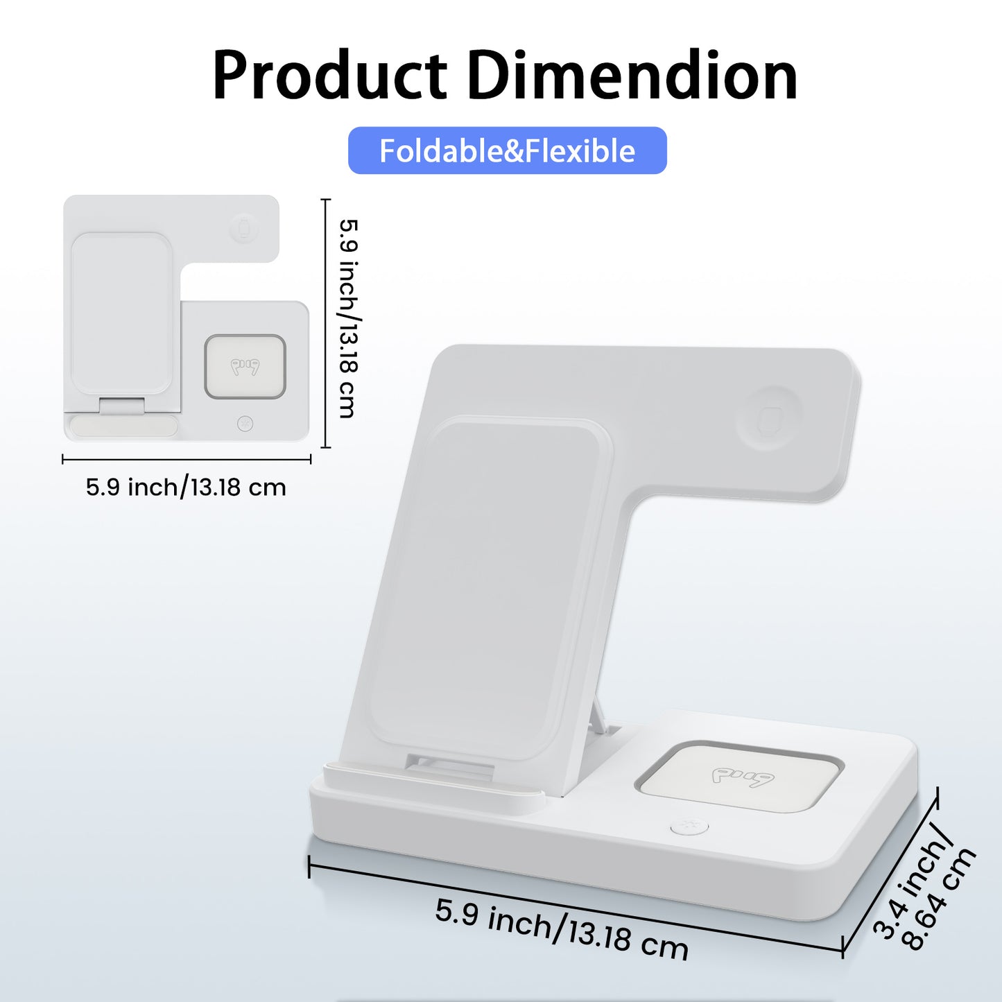 Wireless Charger, Magnetic Fast Charging Stand Compatible with iPhone 16 15 14 13 12 11 Pro Max Plus XS XR X 8, For Apple Watch 9 8 7 6 5 4 3 2 SE, For AirPods 3 2 Pro, 3 in 1 Charging Station