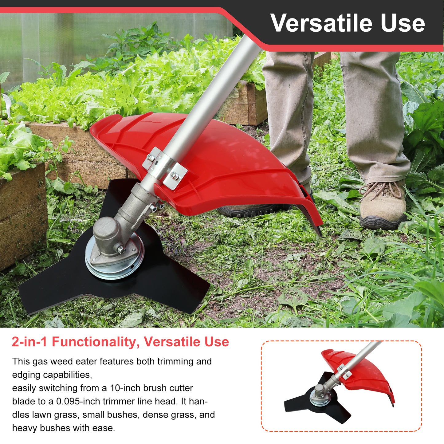 BAOKALER 31CC 4-Cycle Gas String Trimmer Weed Wacker, 16" Gas Weed Eater Weed Trimmer