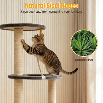 Cat Tree with Condo and Sisal Post, Multi-Level Cat Tower with Top Perchs, Cratching Post for Indoor Cats, Gray