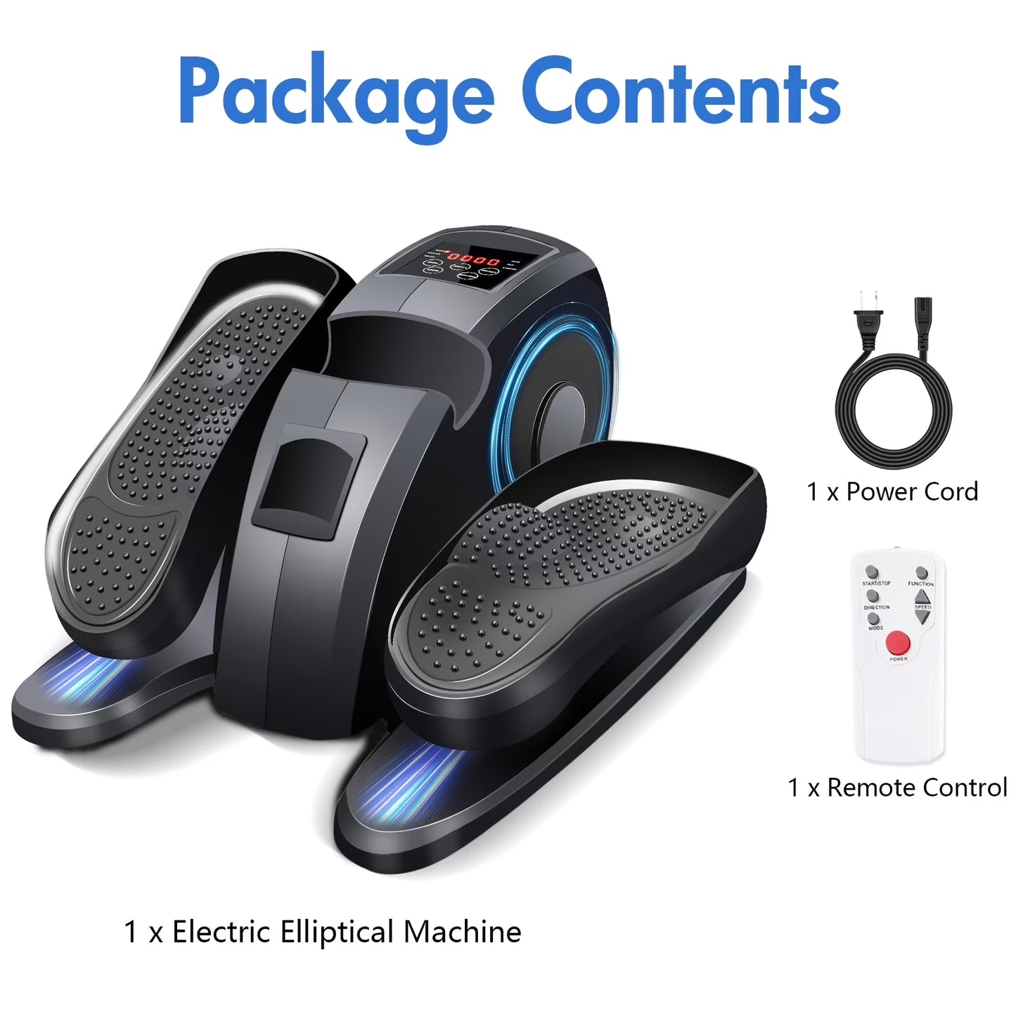 Baokaler Under Desk Elliptical, Electric Leg Exerciser while Sitting for Seniors, 12 Speeds,Black