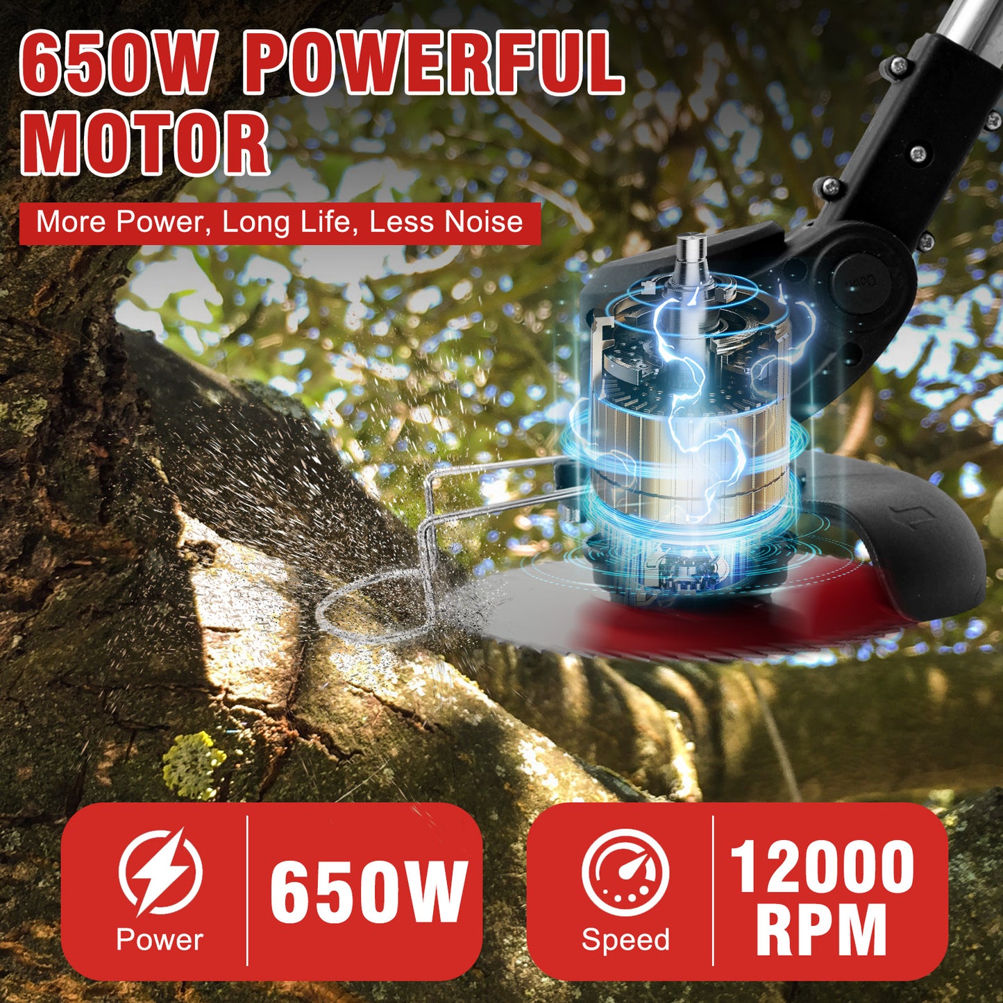 21V Cordless String Trimmer, 1.5Ah Battery Weed Wacker with Fast Charger, Battery Powered Weed Eater , 3-in-1 Electric Lawn Mower Grass Trimmer and Edger Lawn Tool, Black