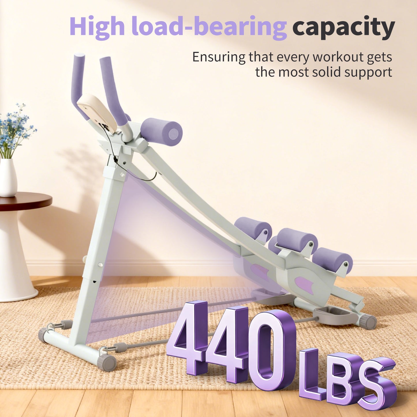 RICAN Ab Fitness Crunch, Abdominal Workout Machine for Glider Roller and Pushup with Headrest, Strength Training Exerciser for Core Strength and Plasticity, Ideal for Home Gym Office