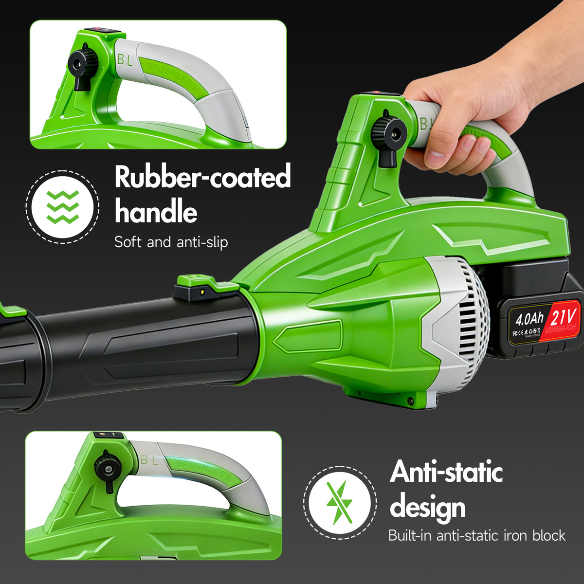 Cordless Leaf Blower, 200 MPH 850 CFM Electric Blower with 8 Speeds, 2¡Á4.0AH Batteries and Charger, Lightweight for Yard, Patio and Dust Cleaning