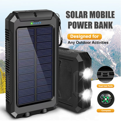 CATGOOD 10000mAh Portable Solar Charger for iphone and Android Power Bank with Dual 5V USB Ports for Outdoor Camping Hiking(Black)