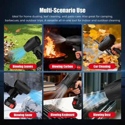 BAOKALER Electric Cordless Leaf Blower, 500CFM Handheld Leaf Blower with 2*4.0Ah Batteries and Charger,Infinitely variable speeds for Patio Cleaning, Lawn Care