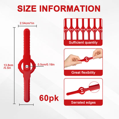 BAOKALER 60 PCS String Trimmer Head Blades Replace, Plastic Weed Trimmer Blades, Weed Wacker Replacement Blades, Machine Trimming Blades, Universal for Mainstream Cordless Grass Trimmer, Red