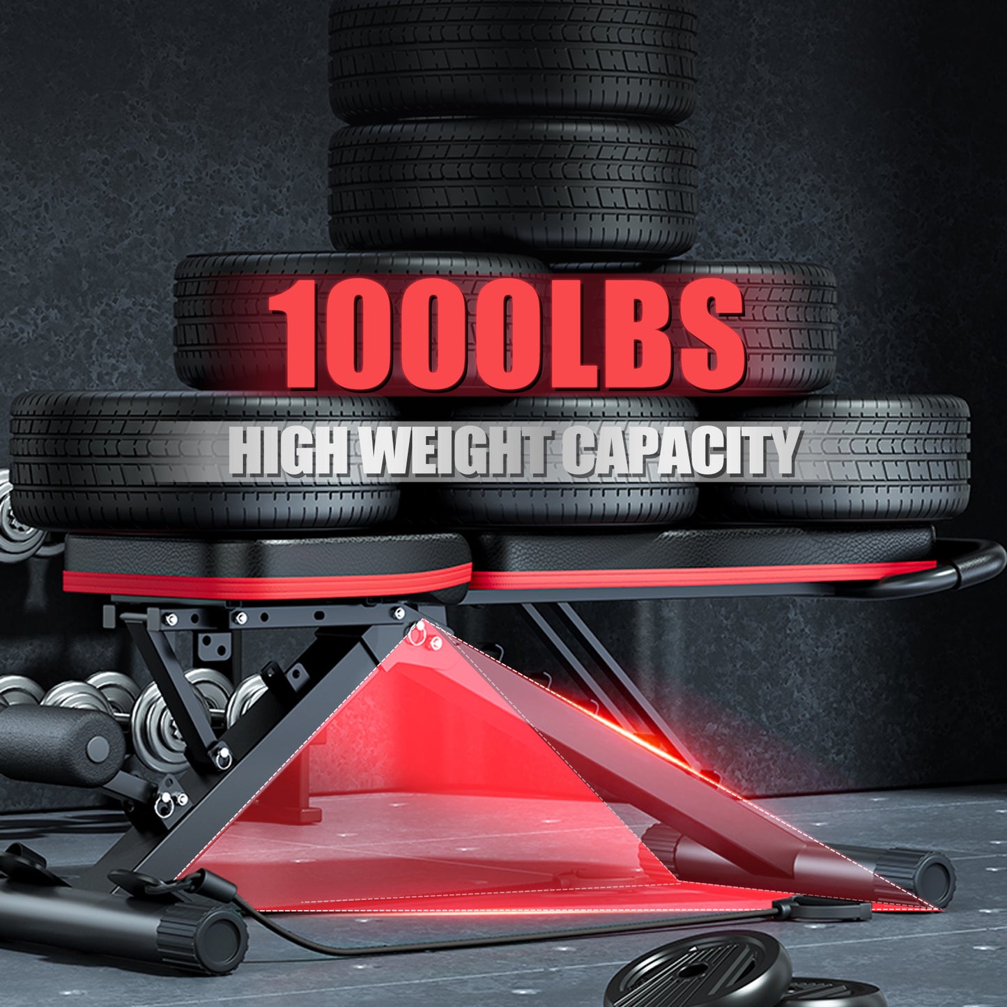 BAOKALER Weight Bench with U Shape Handle for Full Body Workout, Adjustable Workout Bench with Resistance Bands, Multi-Function Strength Training Bench Press Exercise Equipment for Home Gym, 1000 lbs
