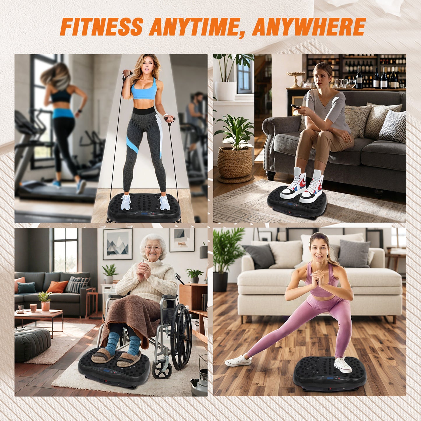 CATGOOD Vibration Plate Exercise Machine, Full Body Vibration Platform with 2 Loops & 5 Resistance Bands for Wellness and Fitness, Blue