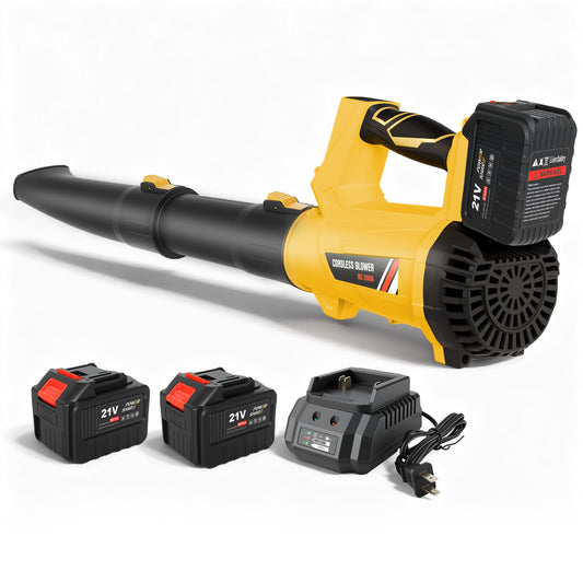 Leaf Blower, 680CFM 280MPH 21V Leaf Blower Cordless with 2X6.0Ah Battery & Charger, Electric Leaf Blower for Lawn Care, Battery Powered Leaf Blower for Snow Blowing & Yard Patio Garden Cleaning