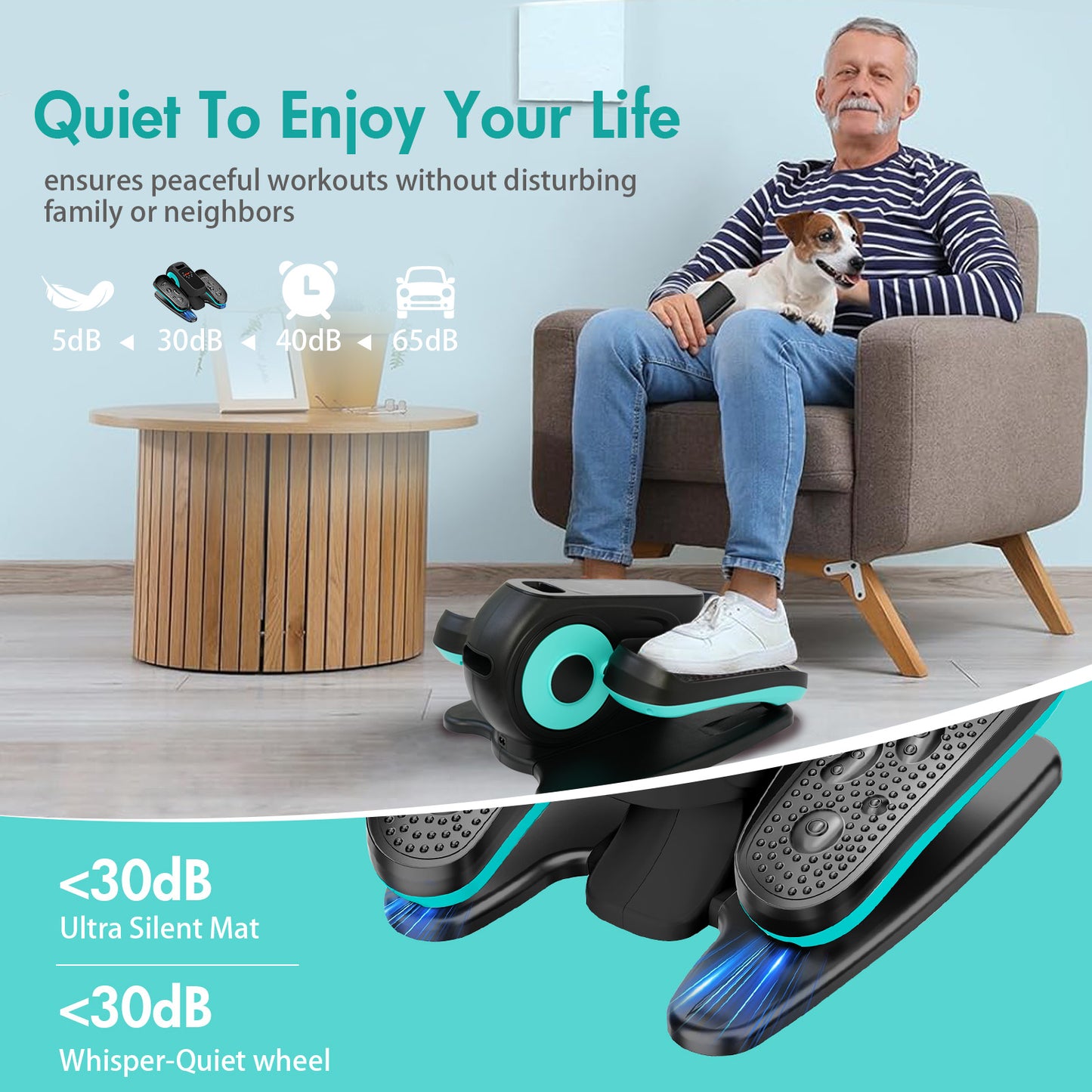 Under Desk Elliptical Machine, Ellipse Leg Exerciser with Remote Control & 12 Adjustable Speeds, Noiseless Ellipse Leg Exerciser, Fully Assembled Elliptical Training Machine