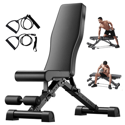 CATGOOD 8-in-1 Weight Bench, Foldable Workout Bench Capacity 1000lb, for Full Body Exercise, Adjustable Fitness Bench with Incline Decline Positioning, Home Gym Strength Training