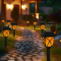 Catgood Solar Lights Outdoor Pathway, 6 Pack Solar Garden Stake Lights for Yard Patio Walkway Planter Pool, LED Waterproof, Flame Orange