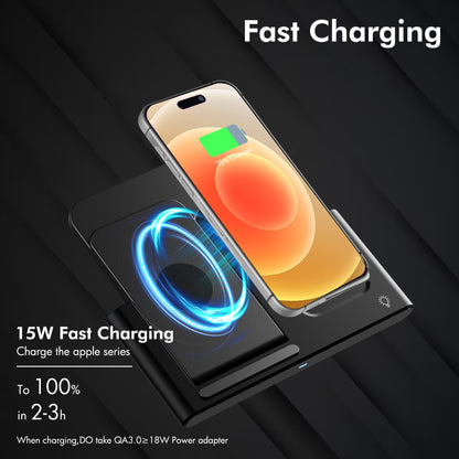 Charging Station, Wirelss Charger, Magnetic Fast Charging Station Compatible with iPhone 16 15 14 13 12 11 Pro Max XS XR, for iWatch Series 9 8 7 6 5 4 3 2 SE, for AirPods 3 2 Pro