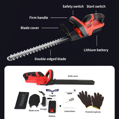 22 inch Cordless Hedge Trimmer, Electric Hedge Trimmer with 3.0Ah Batteries for Cutting Trimming Bushes and Shrubs