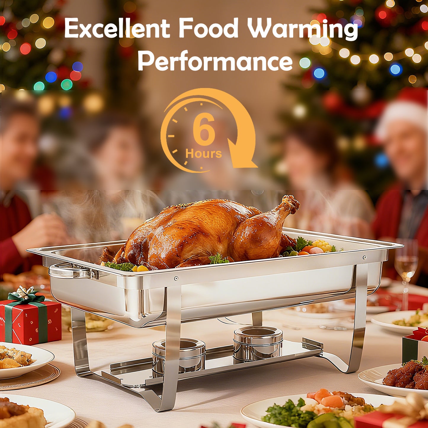 9Qt Chafing Dishes Set Foldable Rectangular Chafer Set, Stainless Steel Food Warmer Set, Full Size for Cooked Food Insulation, 6-Pack