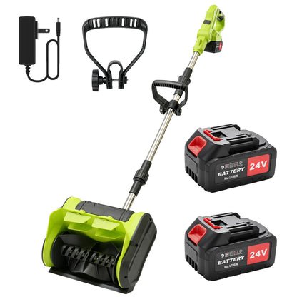 BAOKALER 21V 11inch Cordless Snow Shovel, 6.6lbs Lightweight Electric Snow Blower with 2 x 4.0Ah Battery & Fast Charger for Driveway & Sidewalks,Green