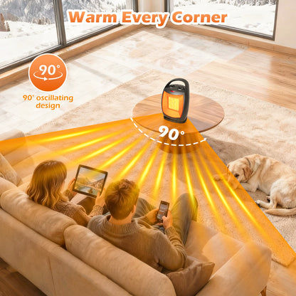 Overheat Safety Design, 1500W Electric Fireplace Heater with 3D Realistic Flame Effect, Adjustable Heating Modes
