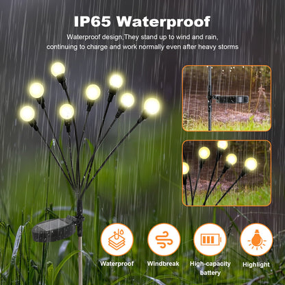 TopZoo Solar Garden Stake Lights Outdoor Waterproof, 8 Pack/2 Modes Swaying Firefly Lights for Garden Decor, Yard, Patio, Pathway, Party, Christmas Decoration, Warm White 64 LED