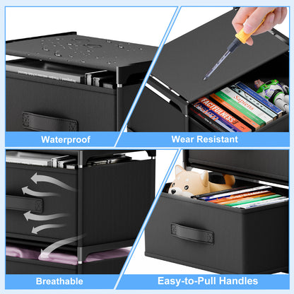CATGOOD Fabric Dressers for Bedroom with 4 Drawers, Multifunctional Bedroom Storage Cabinet Drawers for Clothes, Small Dresser for Living Room, Hallway, Black
