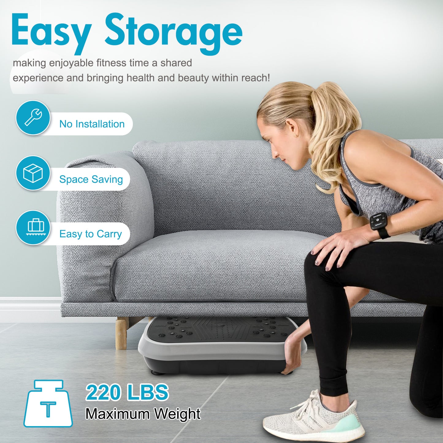 Vibration Plate, Full Body Shaker Platform for Home Exercise, Vibration Board with 5 Pull Ropes