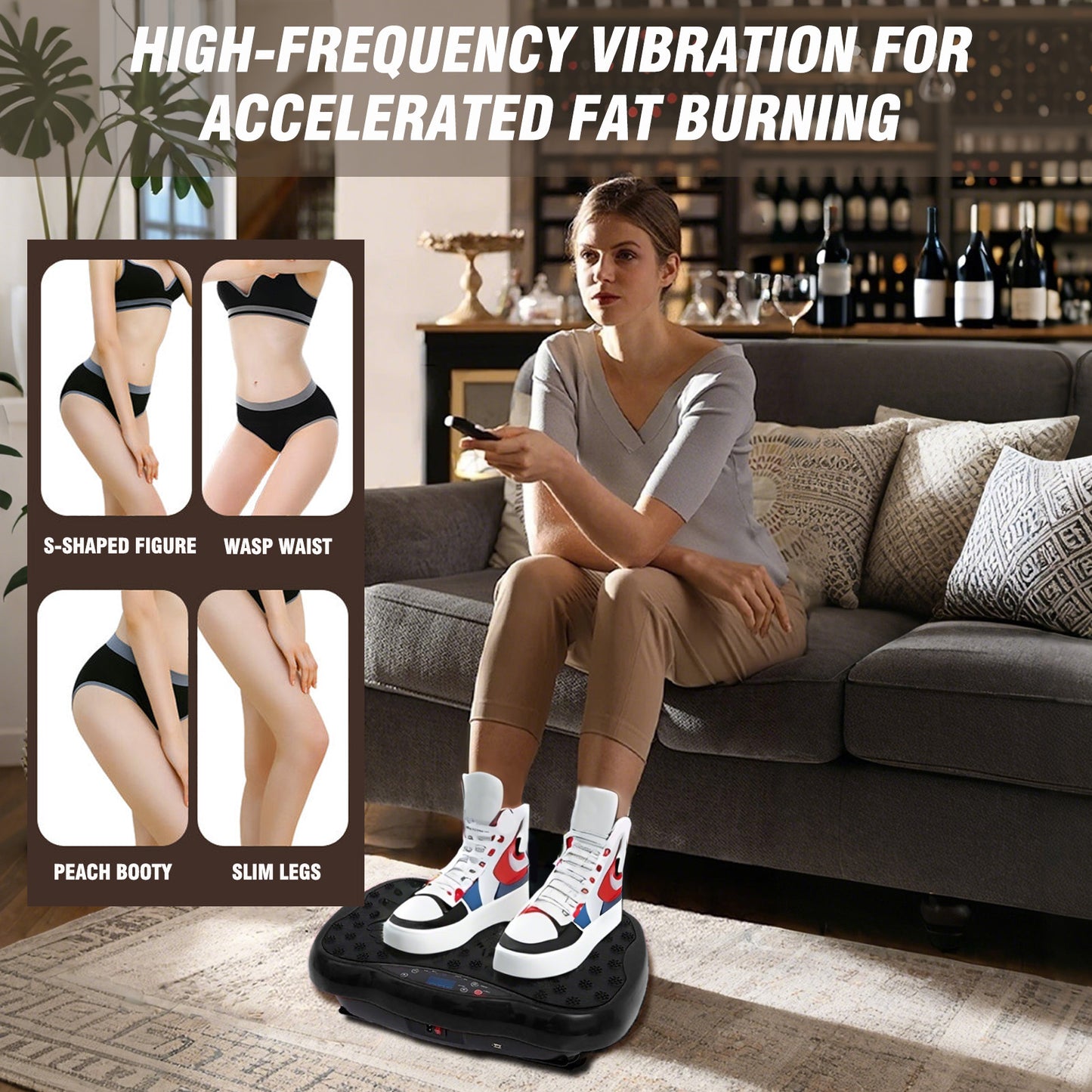 CATGOOD Vibration Plate Exercise Machine, Full Body Vibration Platform with 2 Loops & 5 Resistance Bands for Wellness and Fitness, Blue