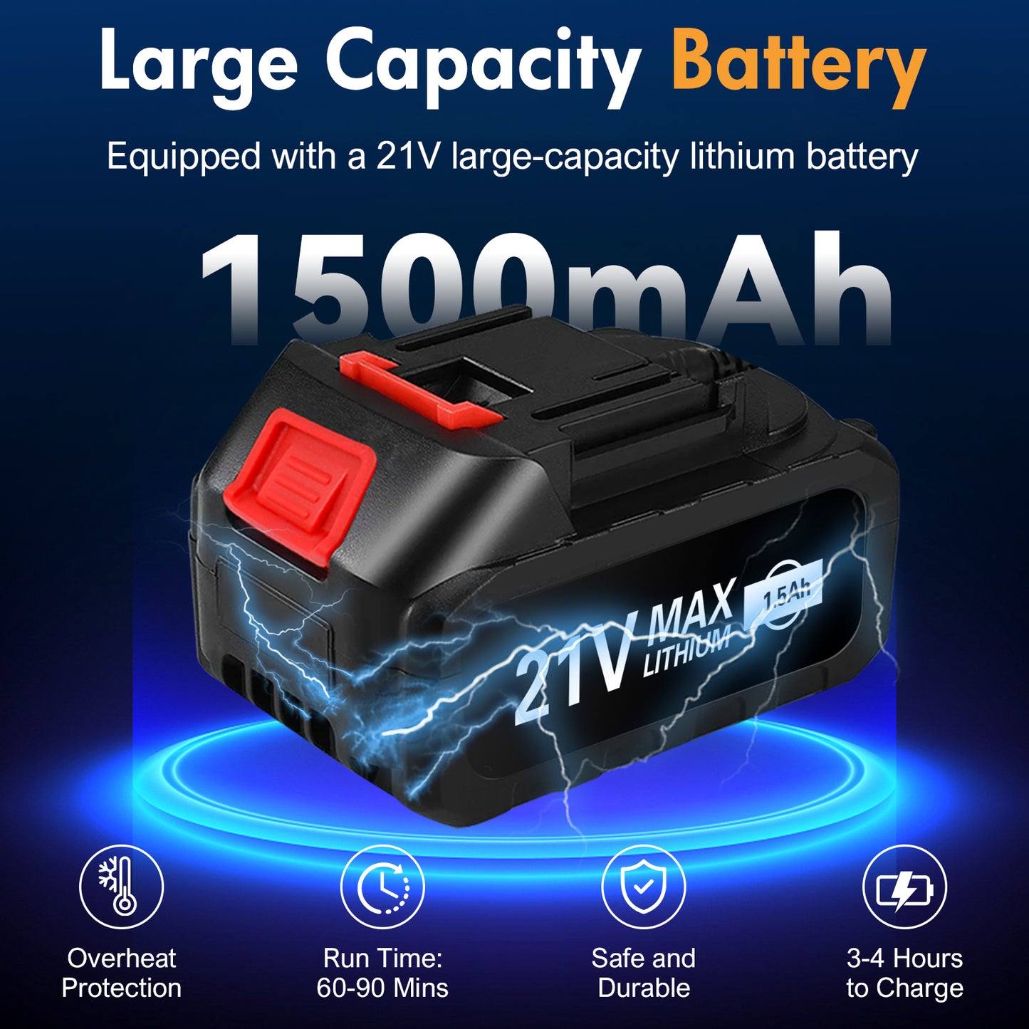 21V 6 In 1 Nozzles Car Power Cleaner Machine, 3200RPM,500PSI, Portable High Pressure Car Wash, Cordless Pressure Washer with 2 Rechargeable Batteries, 32.8FT Water Pipe