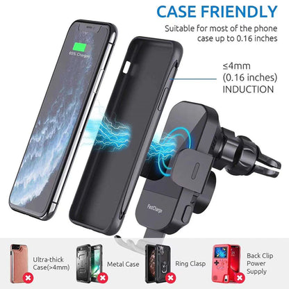 15W Car Wireless Charger Fast Charging for iPhone,Samsung Galaxy,Wireless Car Mount Car Charger Phone Holder for iPhone 17 16 15 14 13 12 11 Pro Max X,Black
