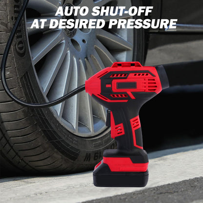CATGOOD Cordless Tire Inflator, Handheld Air Compressor w/Digital Pressure Gauge, 150 Psi Air Pump for Car, Motorcycle, Bicycle, Balls, Red