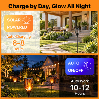 43" Solar Outdoor Lights, 96 LED, Higher & Larger Flickering Flame Solar Torch Lights Waterproof Outdoor Pathway Lights for Garden Patio Yard 6 Pack