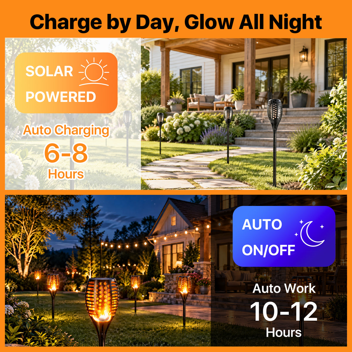 43" Solar Outdoor Lights, 96 LED, Higher & Larger Flickering Flame Solar Torch Lights Waterproof Outdoor Pathway Lights for Garden Patio Yard 2 Pack