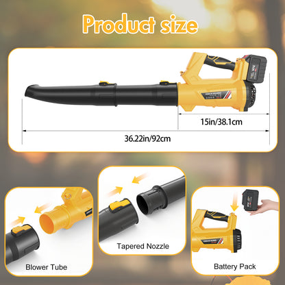 Leaf Blower with Battery & Charger, 21V Cordless Leaf Blower with 2x6.0 Ah Battery, Electric Leaf Blower with 6 Speed Mode, 280MPH Battery Operated Leaf Blower for Patio Garden Lawn Cleaning