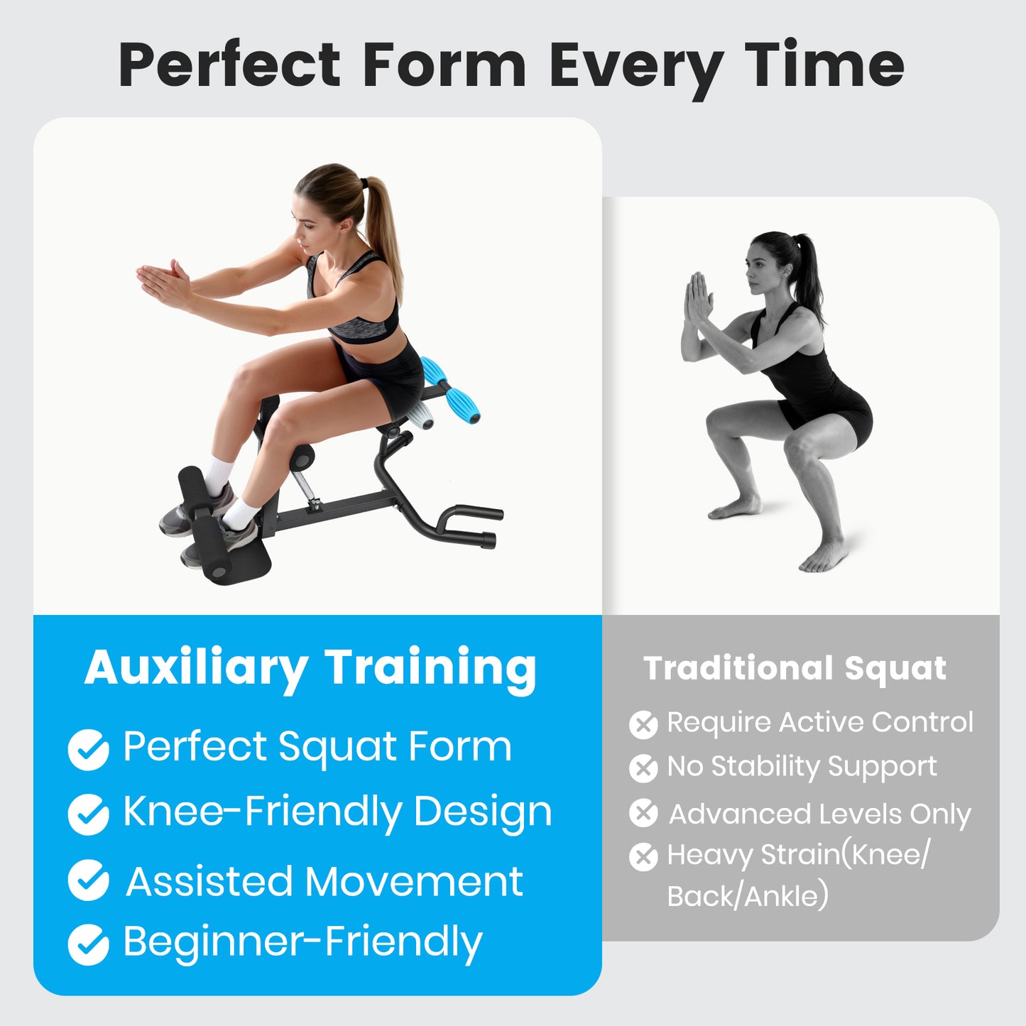 RICAN Deep Squat Machine for Women, Adjustable Glutes Trainer Machine, Core & Leg Exercise, Push Up Workout Equipment at Home Gym