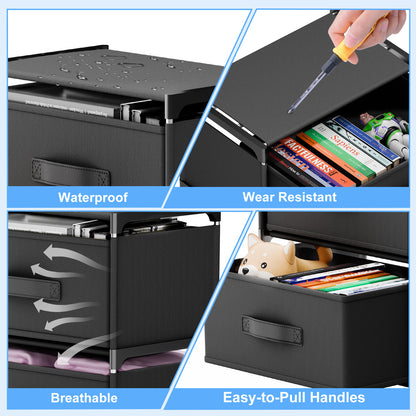 BAOKALER Fabric Dressers for Bedroom with 3 Drawers, Multifunctional Bedroom Storage Cabinet Drawers for Clothes, Small Dresser for Living Room, Hallway, Black
