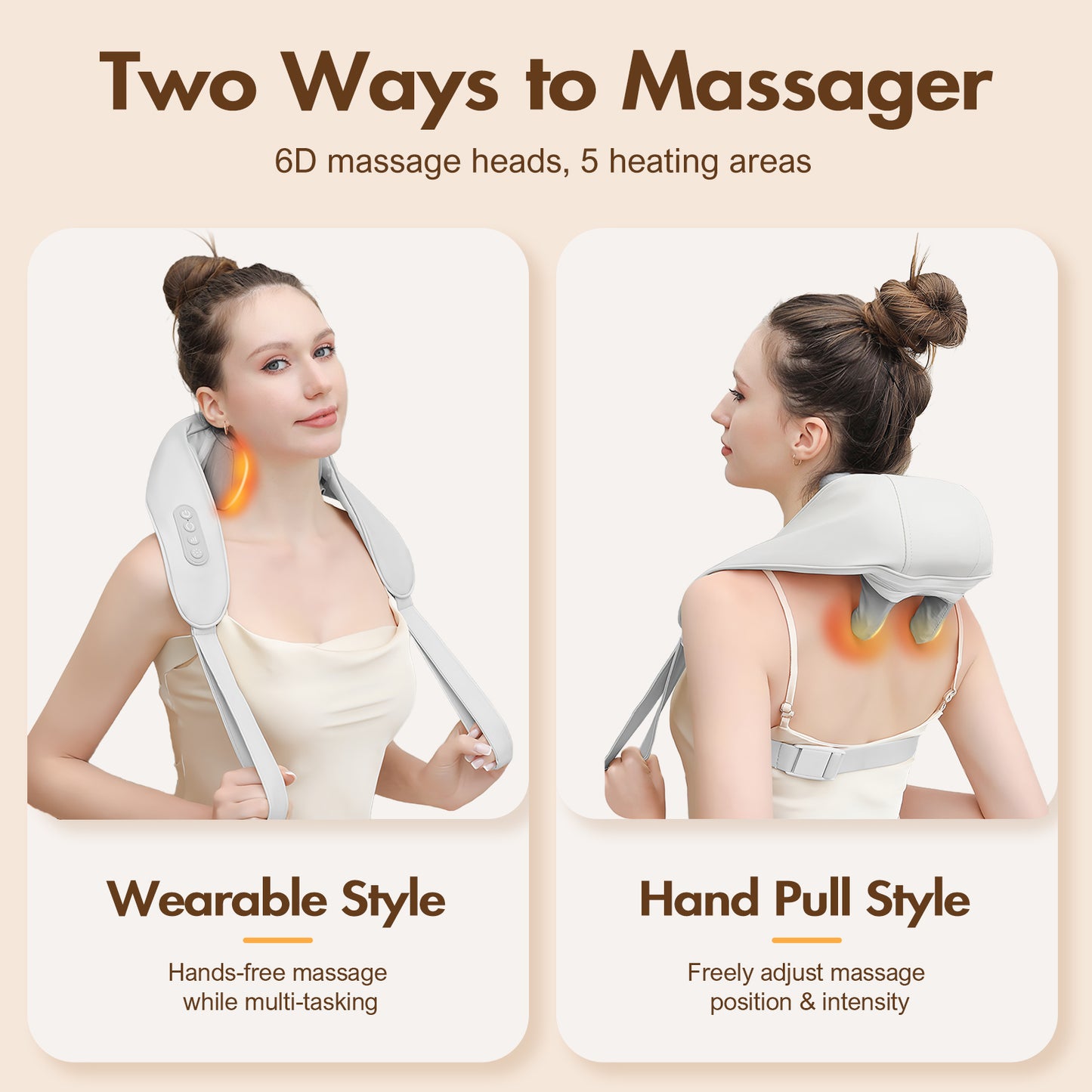 Cordless Neck and Shoulder Massager with Heat, Deep Tissue Upgraded 4D Shiatsu Massage Pillow for Back, Neck, and Shoulders, Perfect Gift for Men, Women, Moms, and Dads