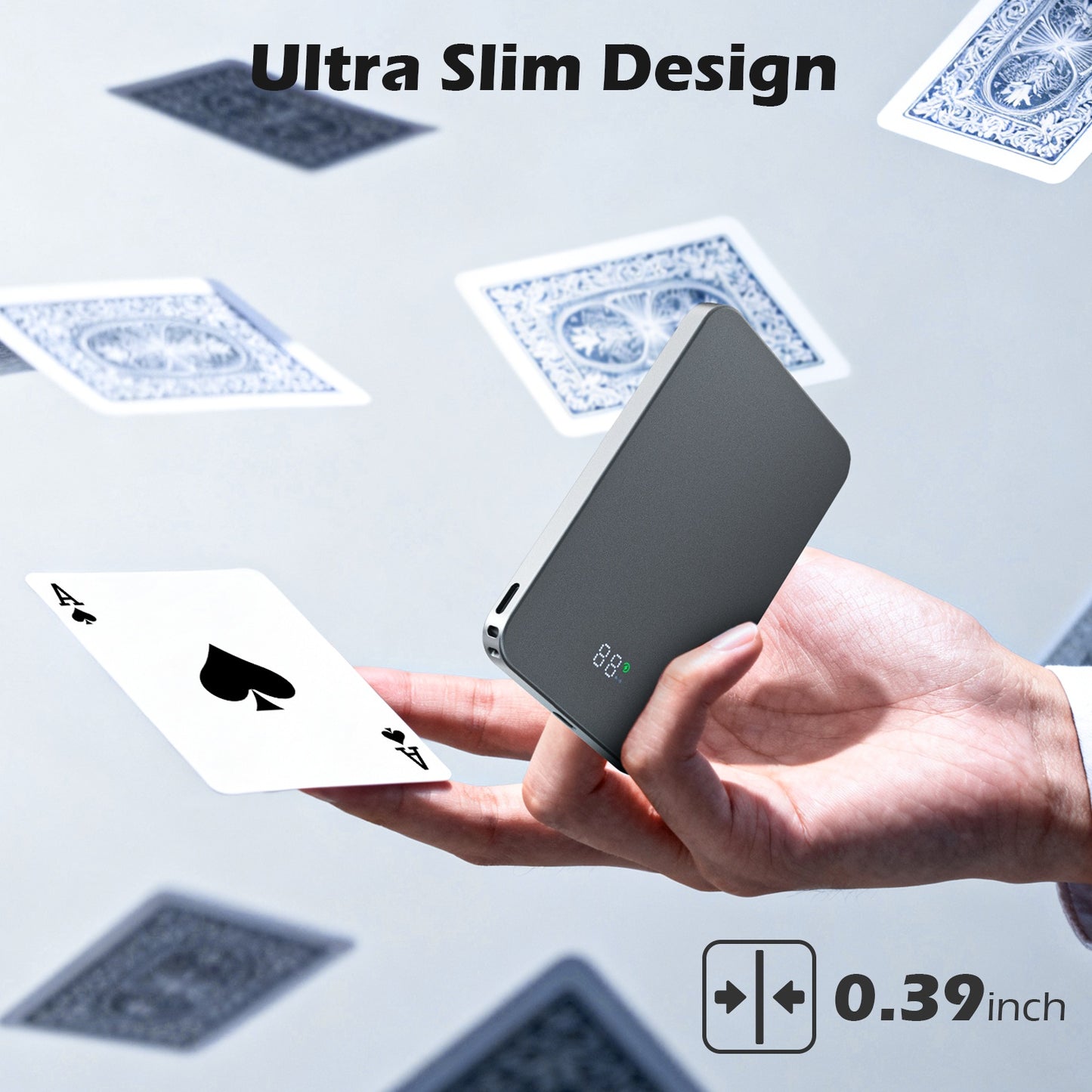 Magnetic Wireless Power Bank,5000mAh Ultra-Slim Portable Charger with 20W PD Fast Charging,USB-C Phone Battery pack Compatible with iPhone 17/17e/16/15/14/13/12 Pro Max & Android-Black