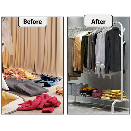 Homemart Clothes Rack, Garment Rack with Bottom Shelf for Hanging Clothes, Coats, Skirts, Shirts, Sweaters, White