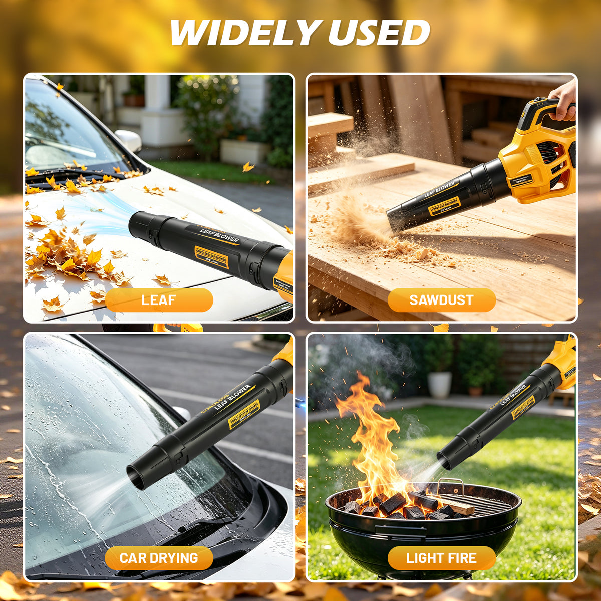 21V Portable Cordless Leaf Blower, 100MPH & 476CFM, 2?Speed Adjustable, Compatible with DEWALT 20V Battery, Tool Only, for Yard Lawn Driveway Cleaning