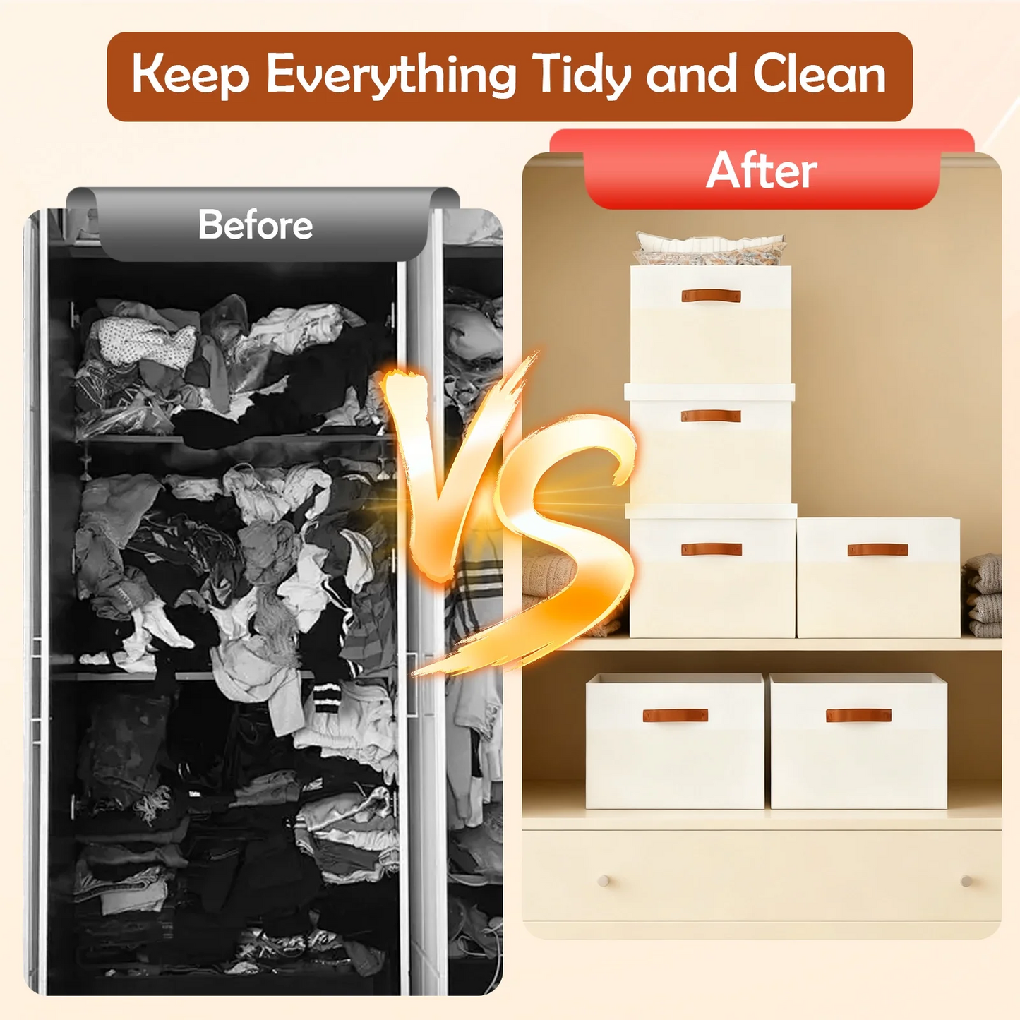 Storage Bins with Lids, 2 Pack Extra Large Blanket Storage Baskets with Lids, Closet Organizers Bins for Living Room, Nursery, Beige and White