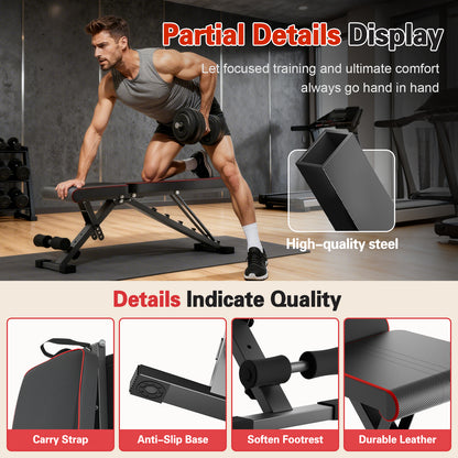 Weight Bench, Incline Bench Press for Full Body, 72 Training Angles Adjustable, 990 LBS Capacity & Foldable Design for Home Gym