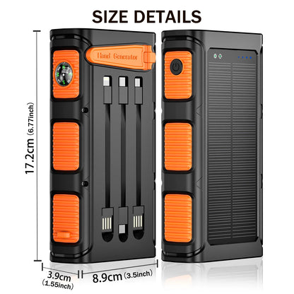 Solar Charger Power Bank 49800mAh, Portable Charger with Dual Outputs & Dual Inputs 2 LEDs Flashlight, Hand Crank Power Bank Fast Charging Battery Pack for Outdoor Camping Survival Gear