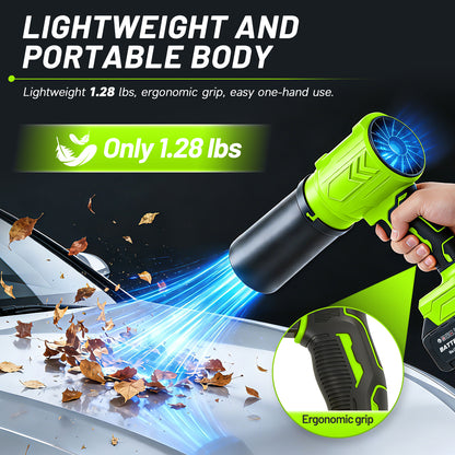 Cordless Leaf Blower, 950000 RPM Electric Leaf Blower with 2 X 4.0Ah Batteries & Charger, 110MPH Lightweight Handheld Blower for Patio Cleaning Blowing Leaves & Dust, Green