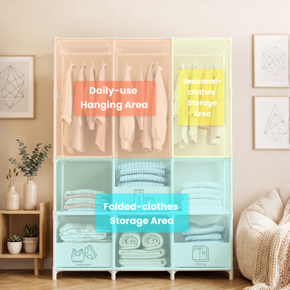 Portable Closet, Non-Woven Fabric Portable Closet Organizers and Storage, Clothes Storage with 3 Storage Drawers, Wardrobe Closet for Bedroom and Living Room, White