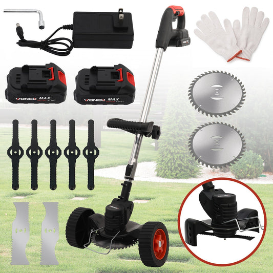 BAOKALER Cordless Electric Weed Wacker String Trimmer, with 3 Types of Blades and Adjustable Handle