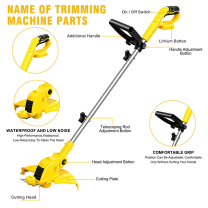 CATGOOD Cordless String Trimmer, 3AH Battery Powered Weed Trimmer with Fast Charger, Yellow