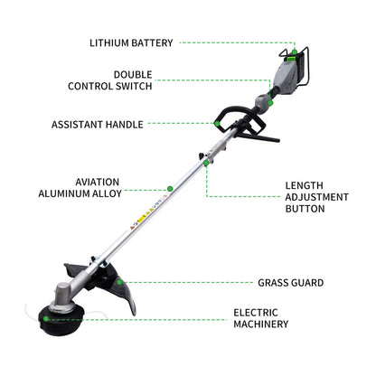 BAOKALER Digital String Trimmer Cordless, Bump Feed System and Intelligent Three-Speed, 4AH Battery and Brushless Motor, Battery Level Display
