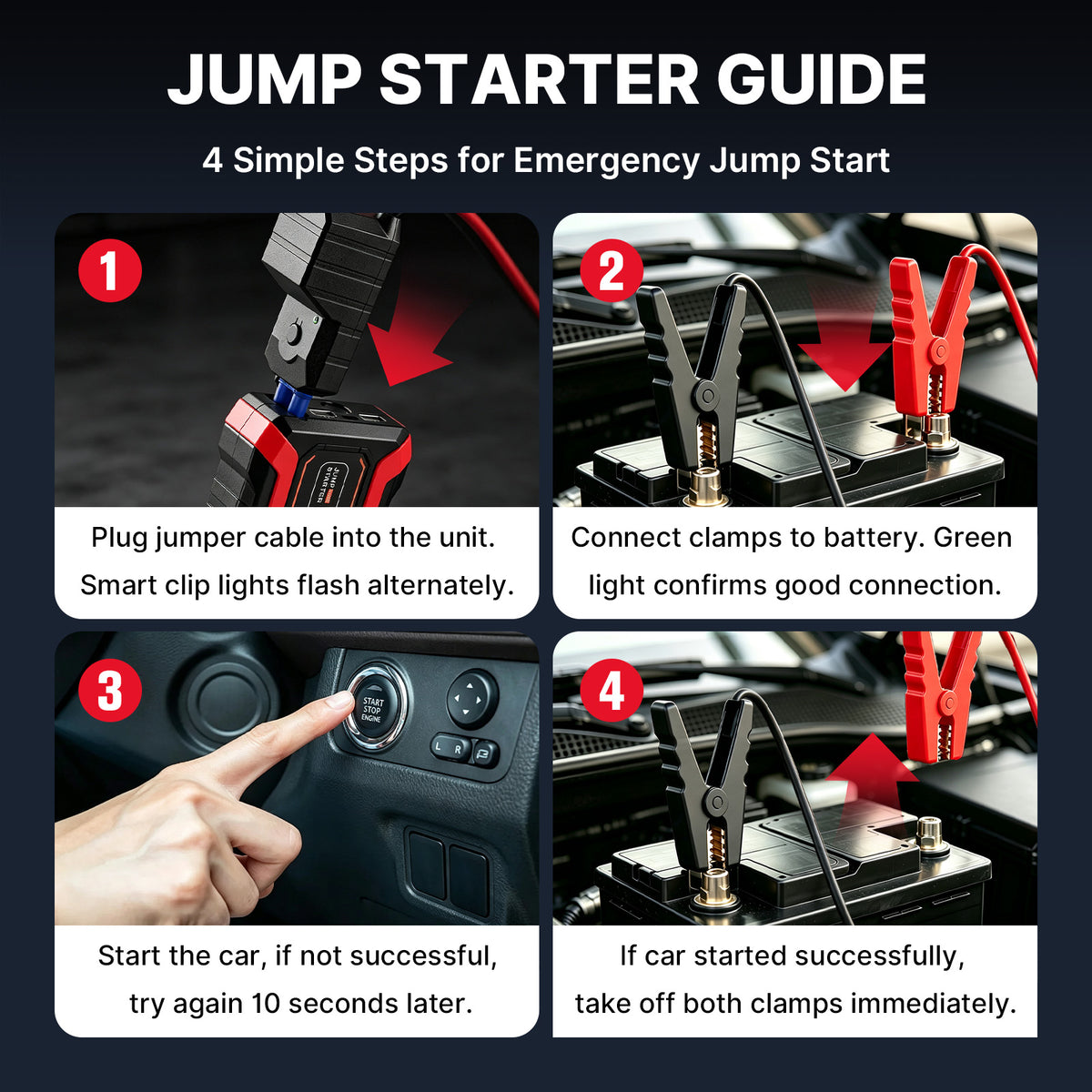 CATGOOD Car Jump Starter, 2000A Peak Portable Jump Box with 6000mAh Power Bank, 3-Mode LED Light & Multi-Protection