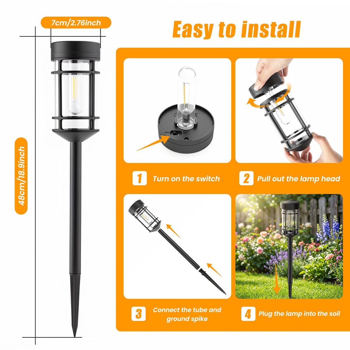 CATGOOD 8 Pack Solar Pathway Lights Outdoor Waterproof, 3000K Auto On/Off Solar Garden lights for Yard Lawn Walkway, Warm White