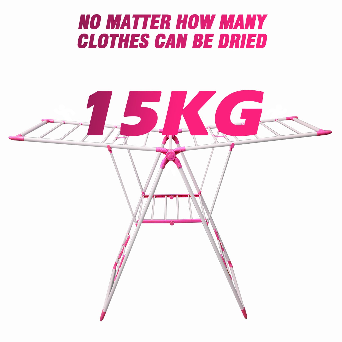 2-Tier Winged Collapsible Clothes Hanger, Stainless Steel Indoor/Outdoor Clothes Drying Rack, Space-Saving, Red